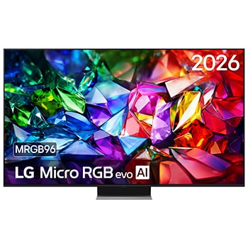 Vooraanzicht van 75 inch LG Micro RGB evo AI MRGB96 4K Smart TV 2026 75MRGB96B9B